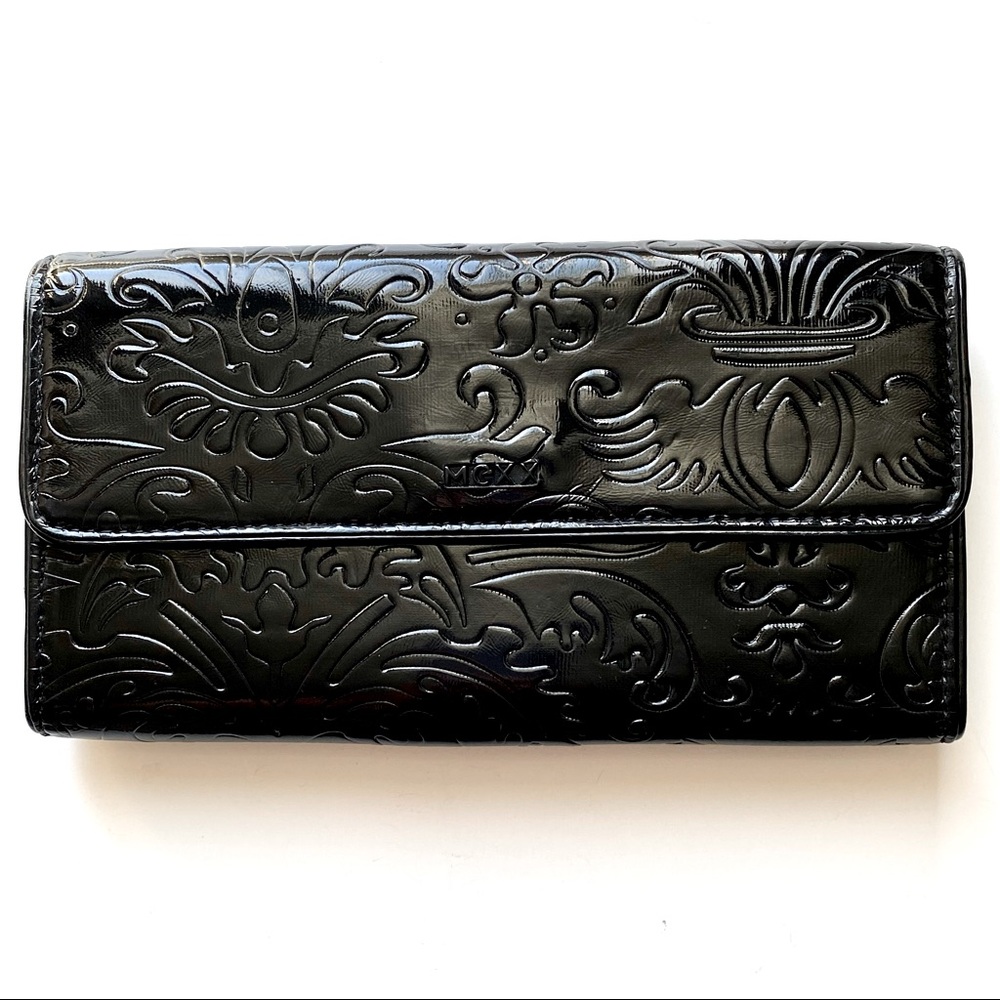 MEXX Paisley Design Wallet - Black Manmade Patent Leather
